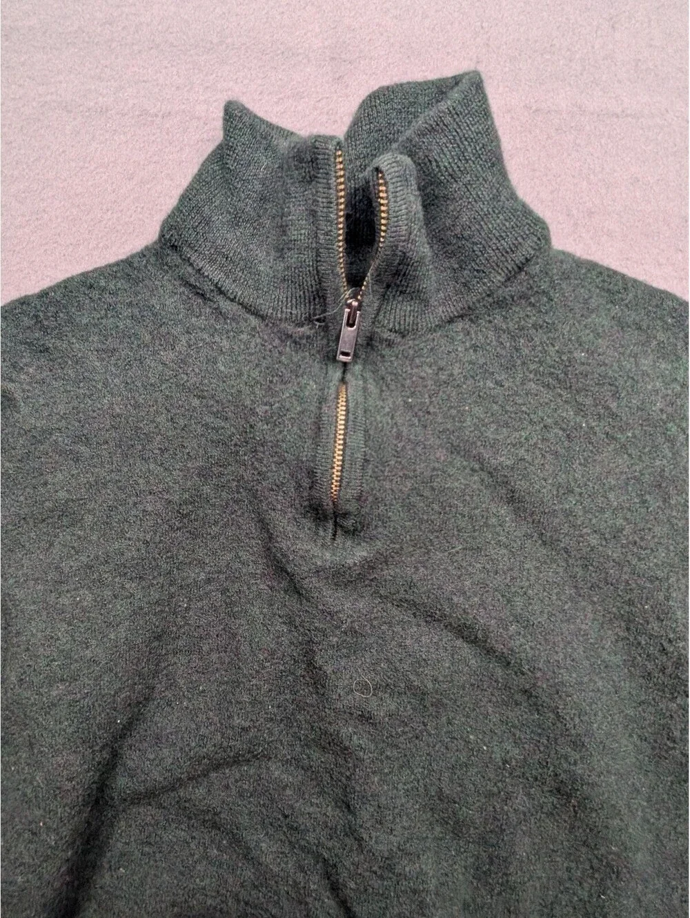 Christian Lacroix Sweater boys M Green Merino Wool 1/4 Zip Mock Neck Pullover